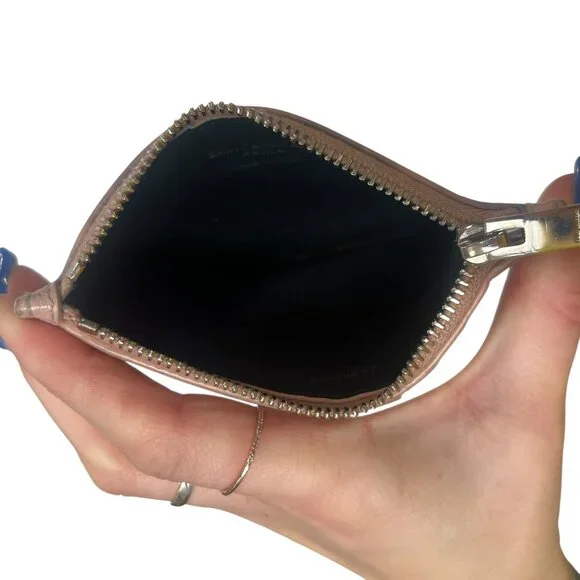$345 Saint Laurent Blush Pink Grained Leather 5 Fragments Card Holder